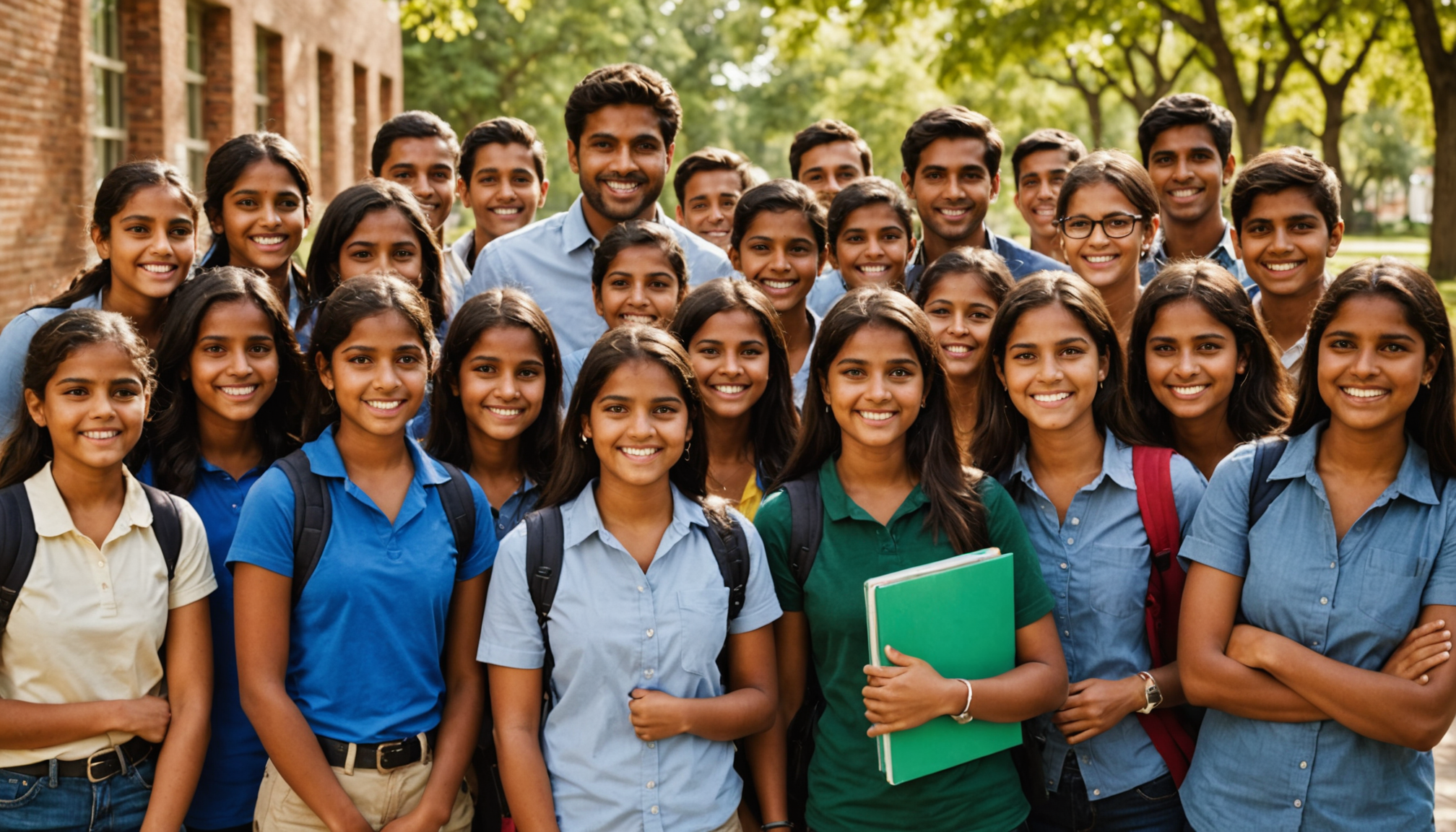 Students and teachers reviewing a crowdfunding for school infrastructure and resources campaign on laptops in a bright modern