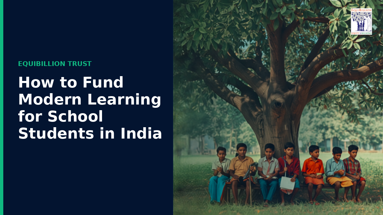 Students and teacher using tablets in a bright Indian classroom to fund modern learning for school students india